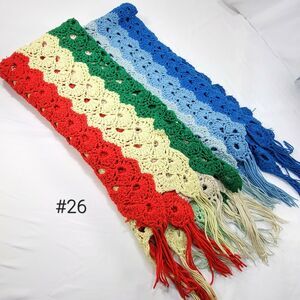 Vintage Handmade Afghan Blanket Granny Striped Crochet Knit 48x60 Multi Color